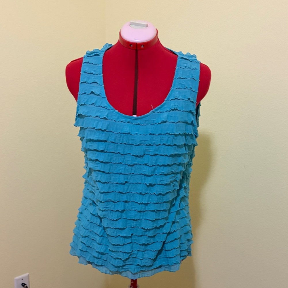 Chico's Teal Ruffled Tank Top